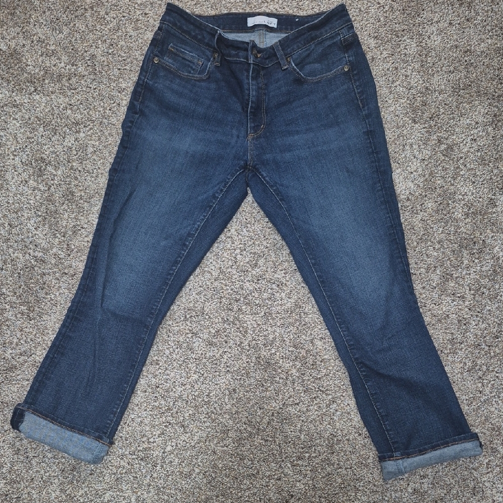 LOFT Dark Blue Curvy Kick Crop Jeans